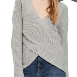 NWOT TopShop Cashmere Wrap Sweater Gray Size M